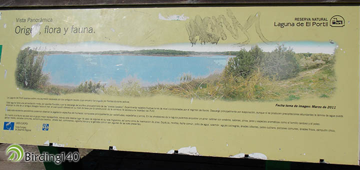 Sign providing information on the Laguna de El Portil