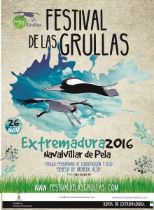 Cartel del Festival de las Grullas en Extremadura 2016